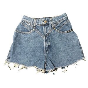 Vintage Rockies High Waisted Bareback Cut Off Denim Shorts Western Sz 7 Cowgirl